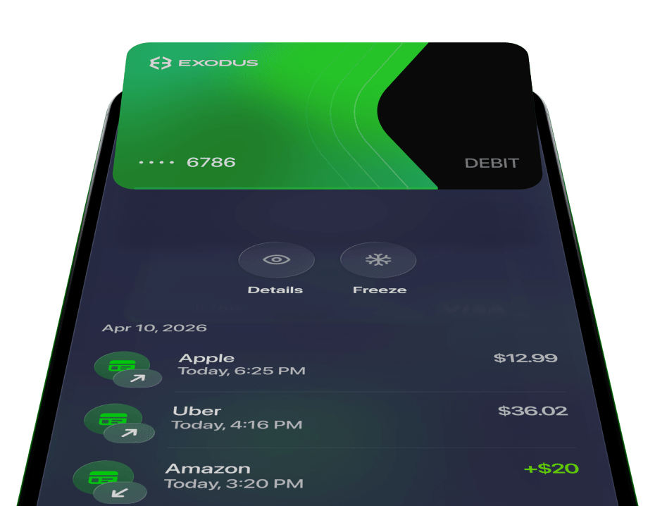 Exodus Pay Card with Apple Pay and Google Pay